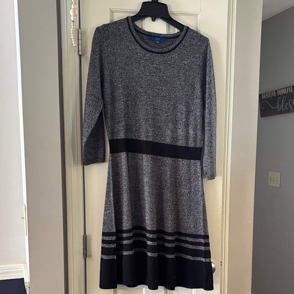 Apt. 9 Charcoal and Black Long Sleeve Dress